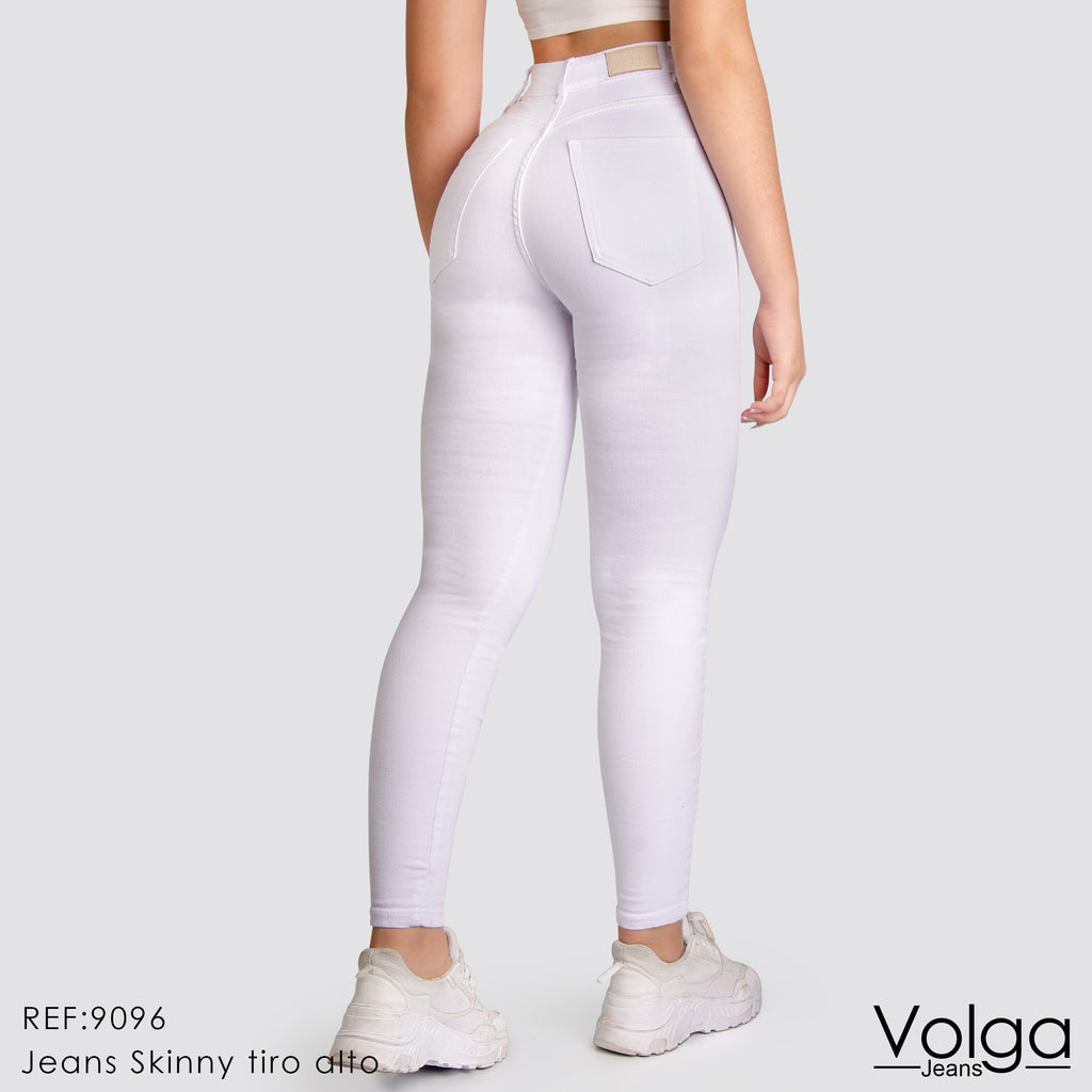 JEANS MUJER SKINNY BLANCO TIRO ALTO 9096