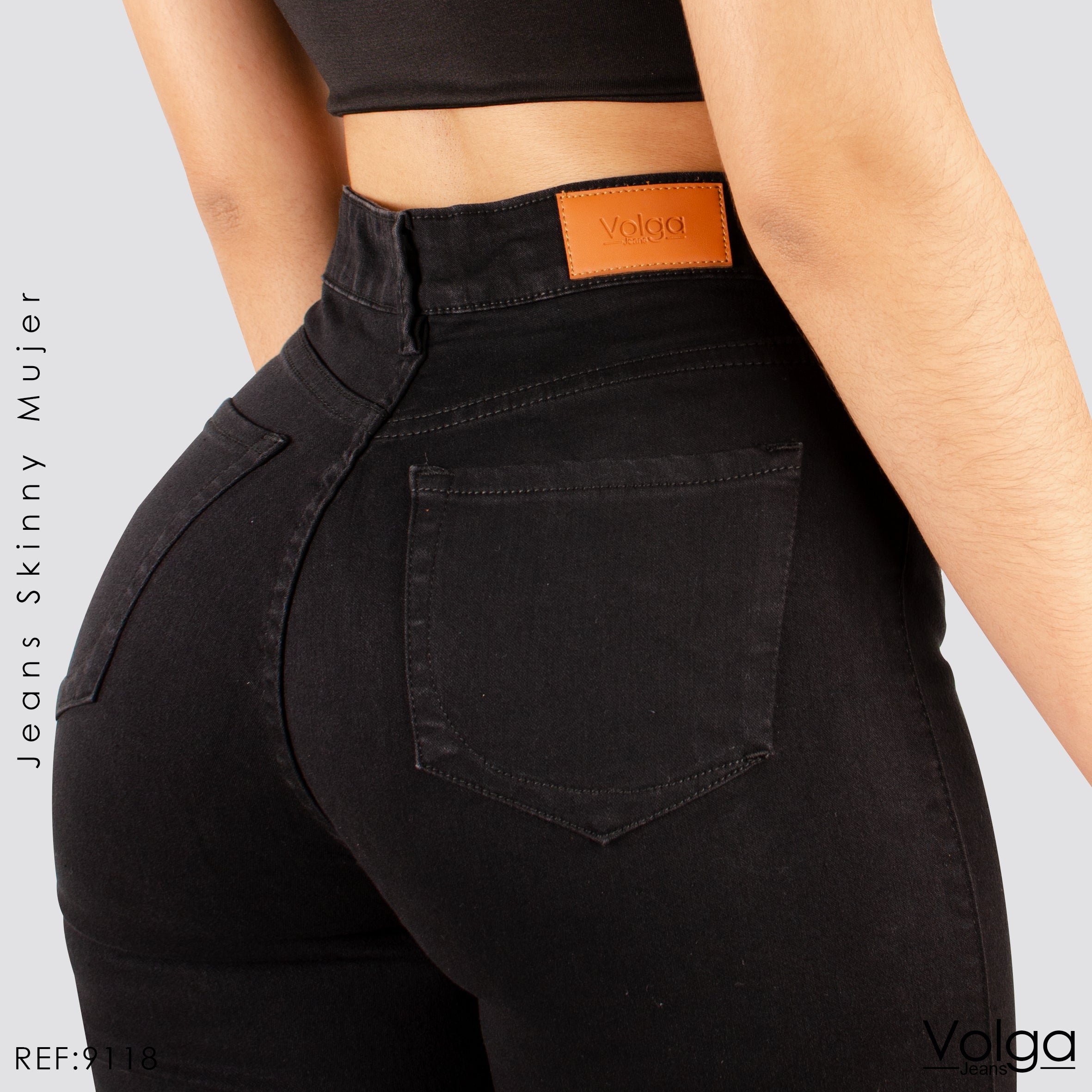 JEANS MUJER SKINNY NEGRO TIRO ALTO 9118