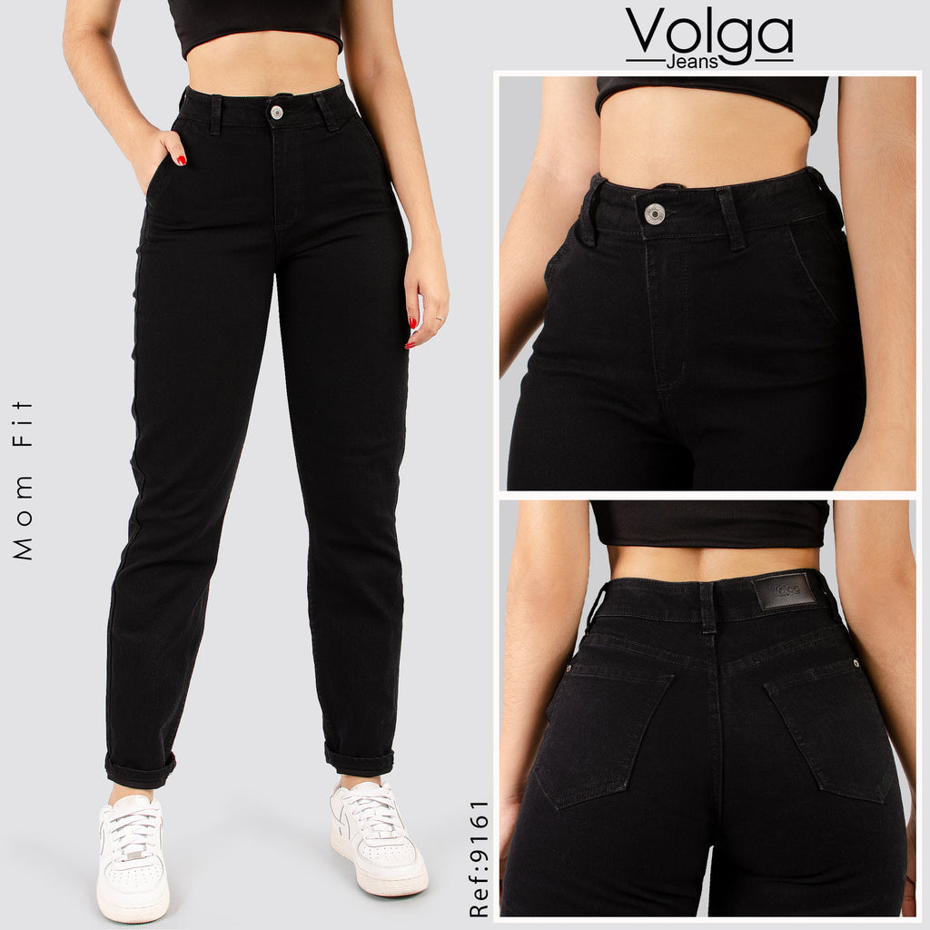 JEANS MUJER MOM FIT NEGRO TIRO ALTO 9161