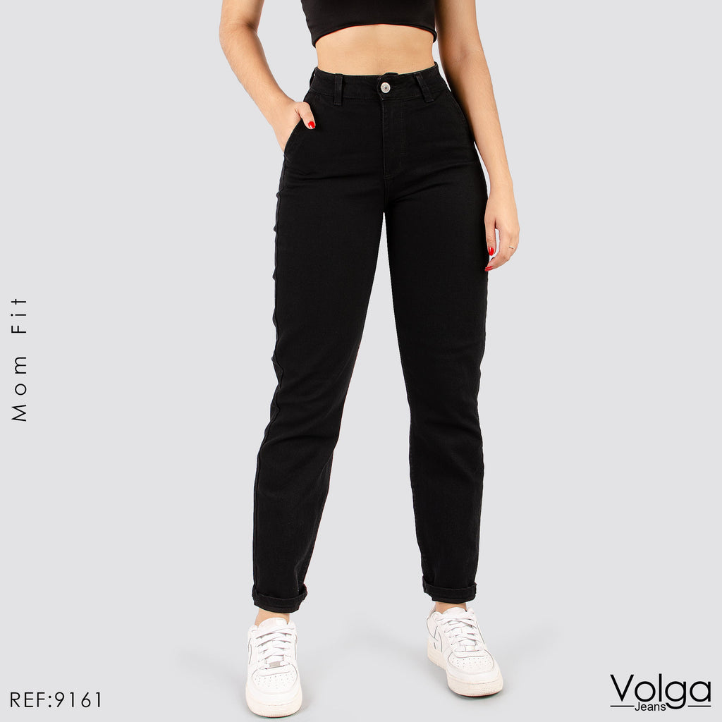 JEANS MUJER MOM FIT NEGRO TIRO ALTO 9161