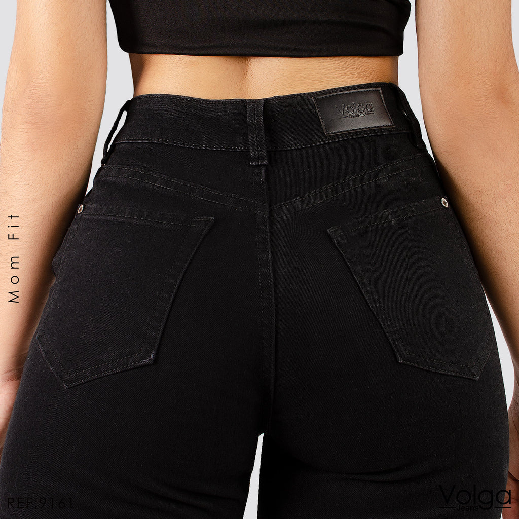 JEANS MUJER MOM FIT NEGRO TIRO ALTO 9161