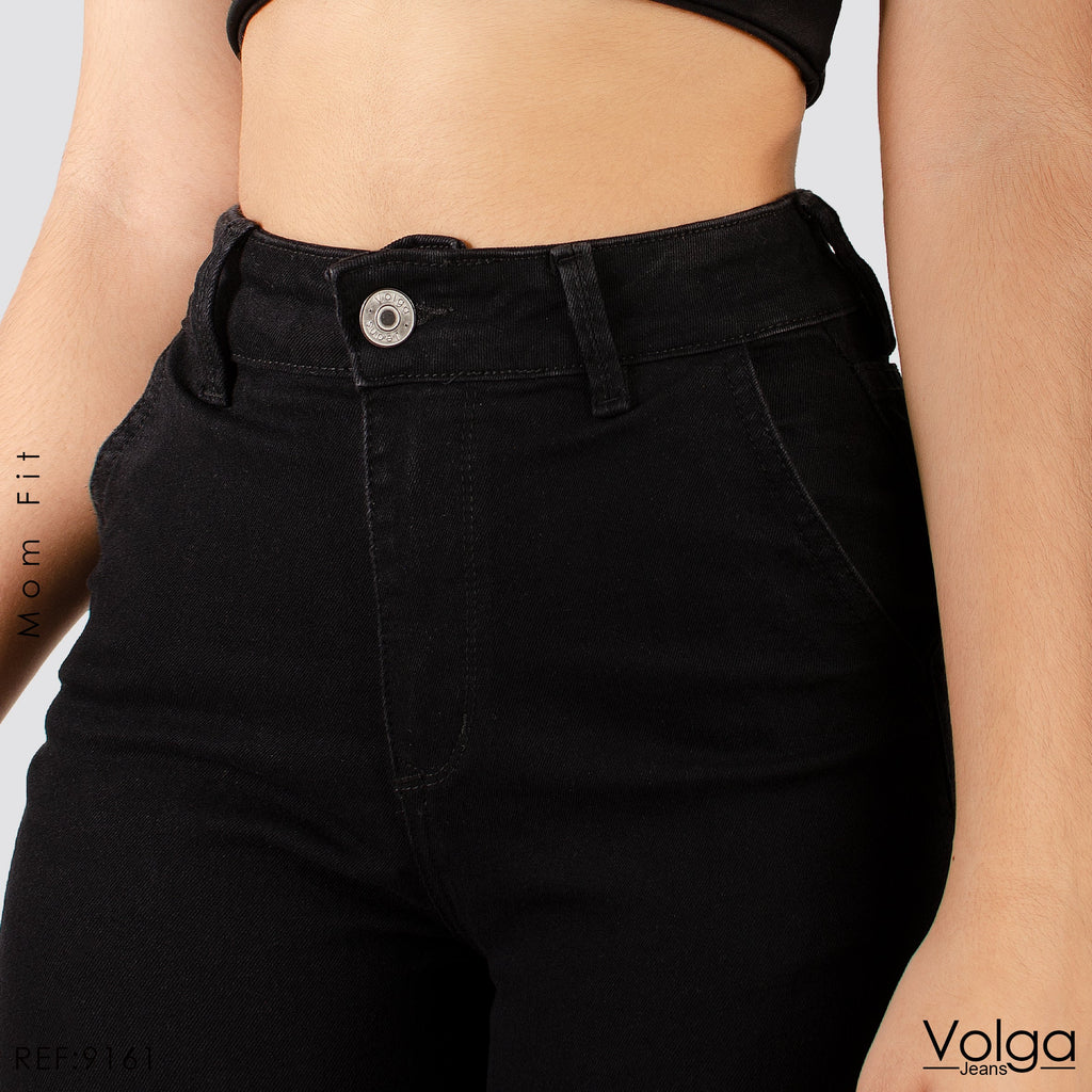 JEANS MUJER MOM FIT NEGRO TIRO ALTO 9161