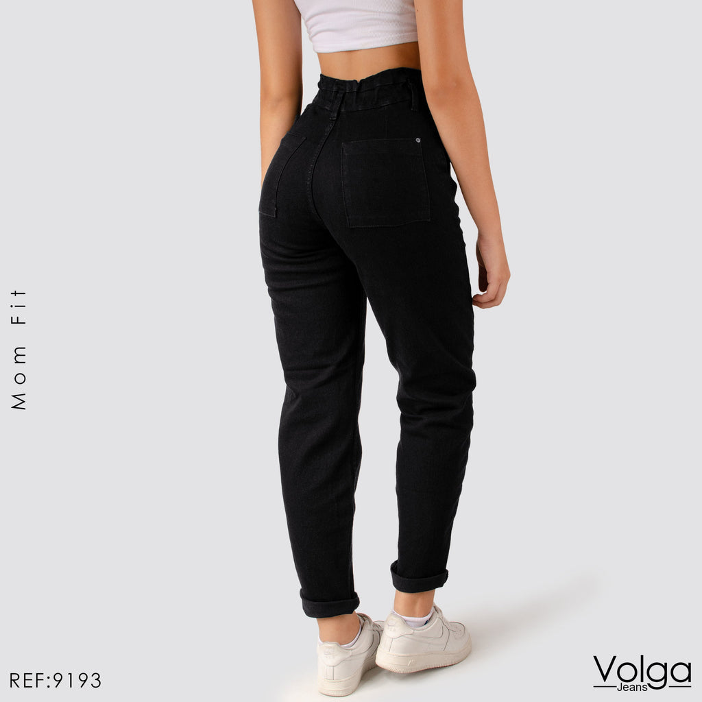 JEANS MUJER MOM TIRO ALTO PRETINA RESORTADA 9193