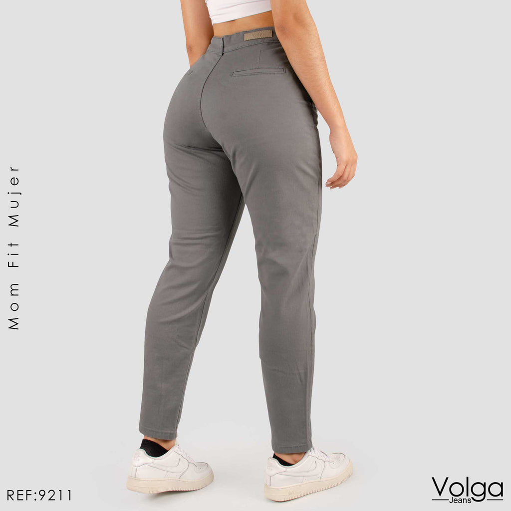 PANTALON DRILL MUJER MOM FIT TIRO ALTO 9211