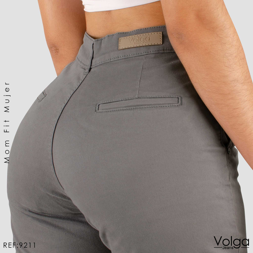 PANTALON DRILL MUJER MOM FIT TIRO ALTO 9211
