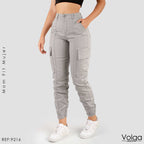 PANTALON DRILL MUJER CARGO TIRO ALTO 9216