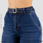 JEANS MUJER MOM FIT TIRO ALTO CON CORREA 9218