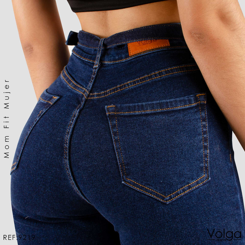 JEANS MUJER MOM FIT TIRO ALTO CON CORREA 9219