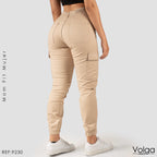 PANTALON DRILL CARGO MUJER MOM FIT TIRO ALTO 9230
