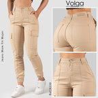 PANTALON DRILL CARGO MUJER MOM FIT TIRO ALTO 9230