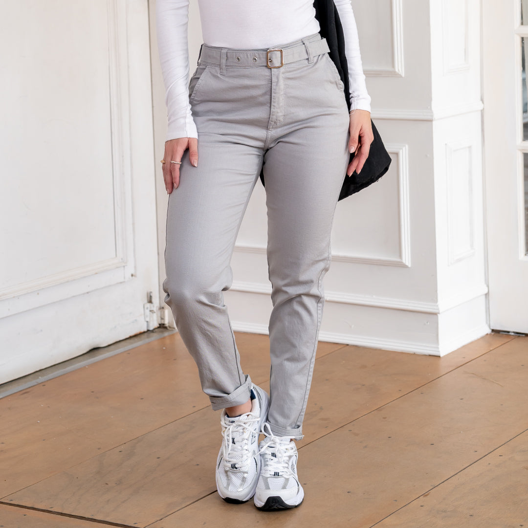 PANTALON DRILL MUJER TIRO ALTO 9231