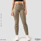 PANTALON DRILL MUJER MOM FIT TIRO ALTO 9234