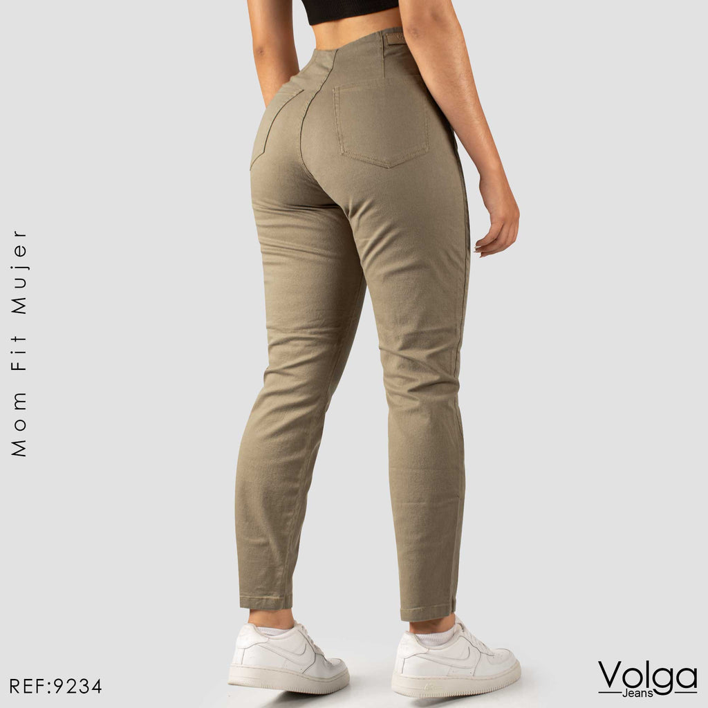 PANTALON DRILL MUJER MOM FIT TIRO ALTO 9234