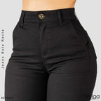 PANTALON DRILL MUJER BOTA RECTA TIRO ALTO 9262