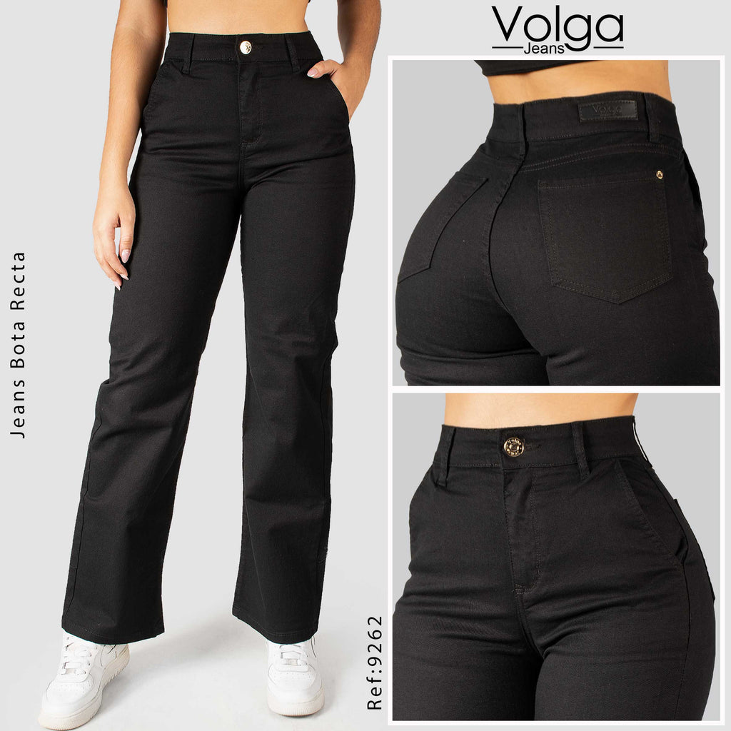 PANTALON DRILL MUJER BOTA RECTA TIRO ALTO 9262