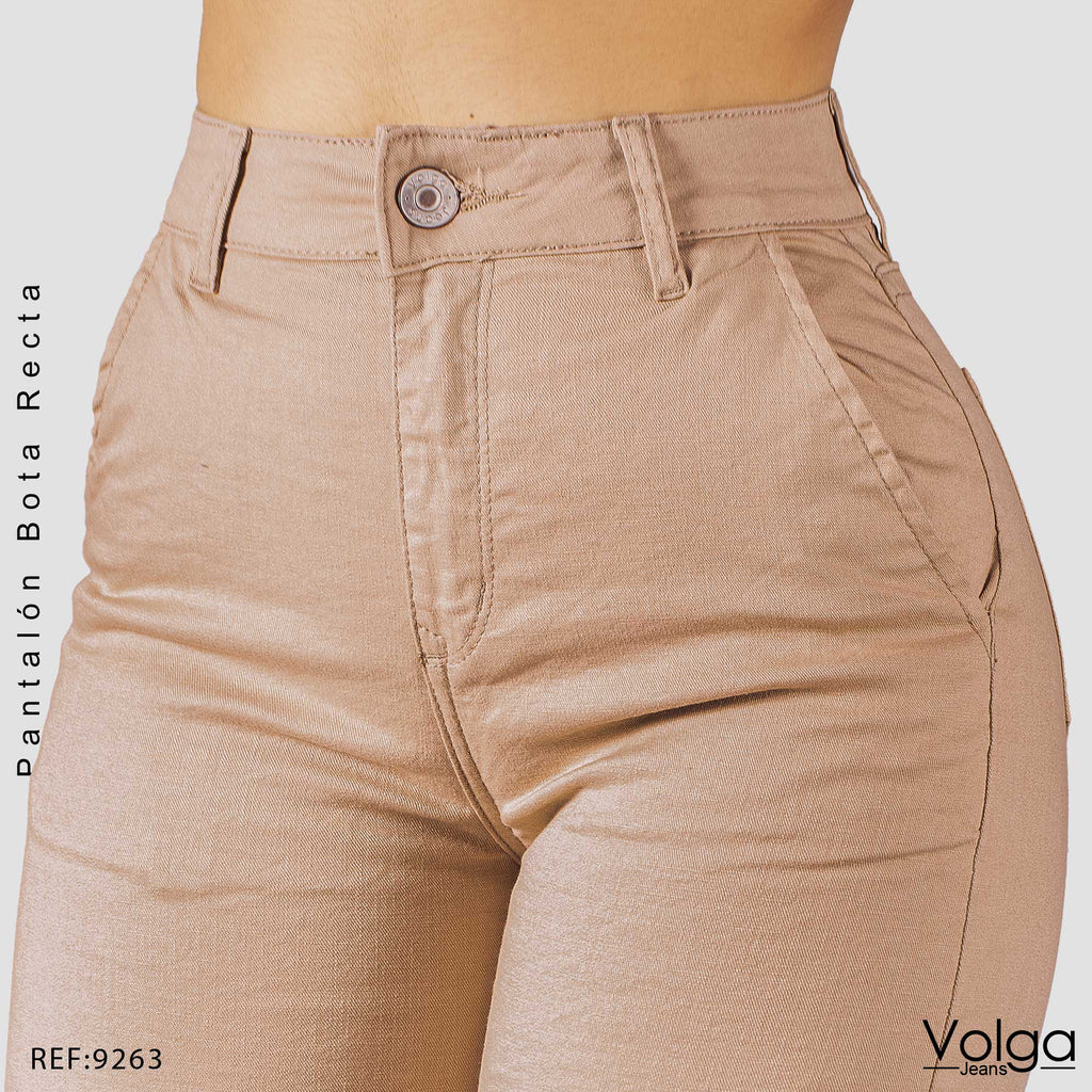 PANTALON DRILL MUJER BOTA RECTA TIRO ALTO 9263