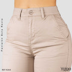 PANTALON DRILL MUJER BOTA RECTA TIRO ALTO 9264