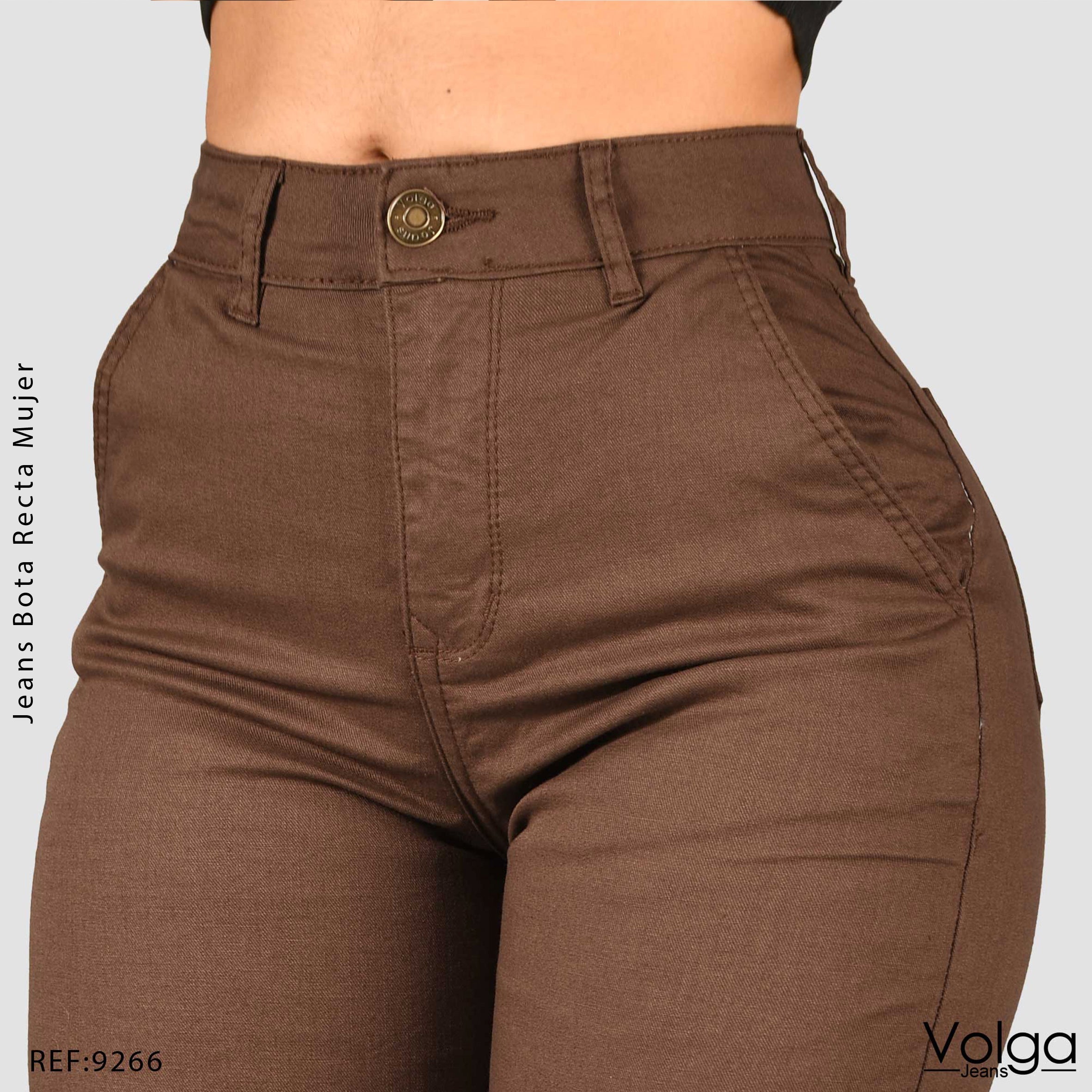 PANTALON DRILL MUJER BOTA RECTA TIRO ALTO 9266