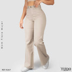 PANTALON DRILL MUJER MOM FLARE TIRO ALTO 9267