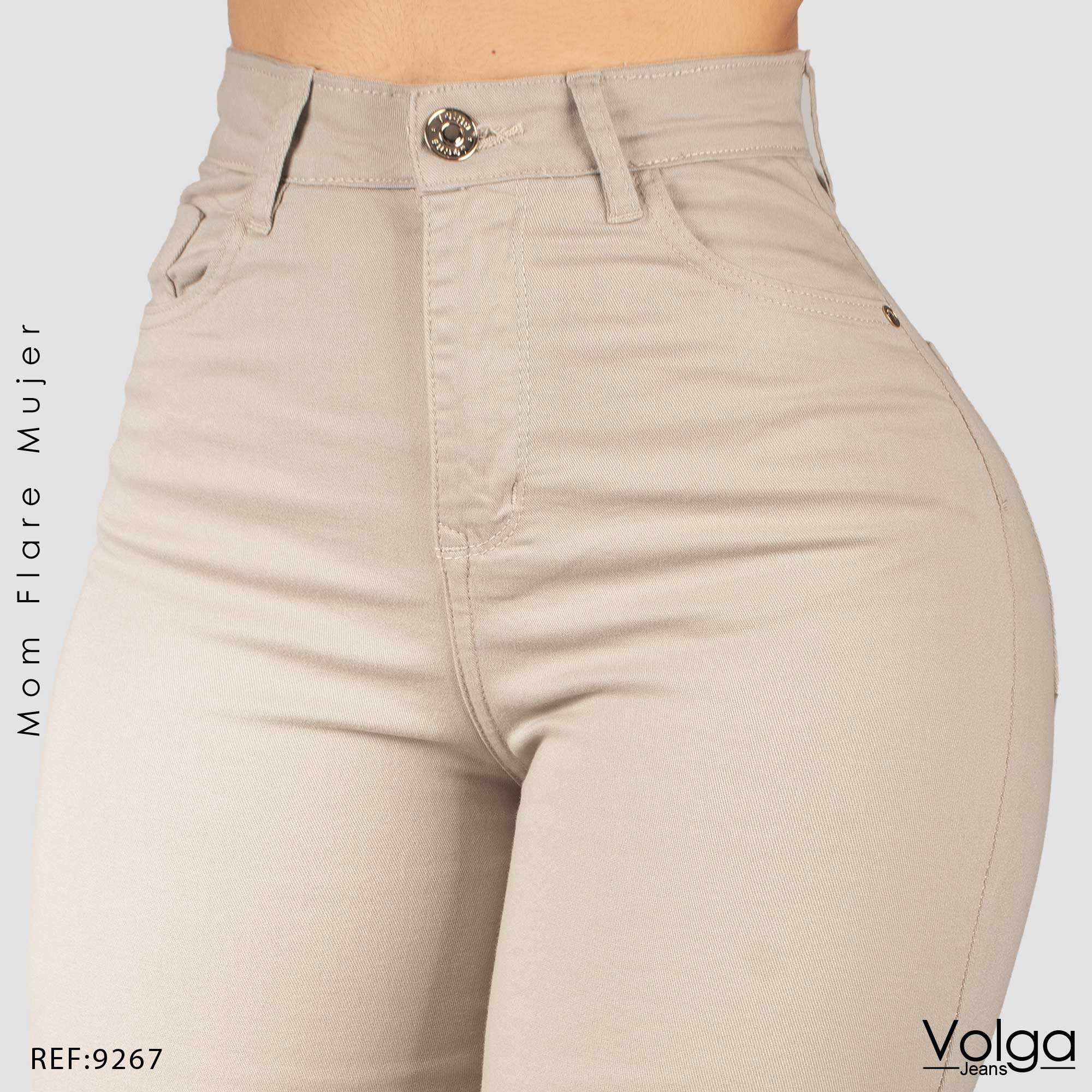 PANTALON DRILL MUJER MOM FLARE TIRO ALTO 9267