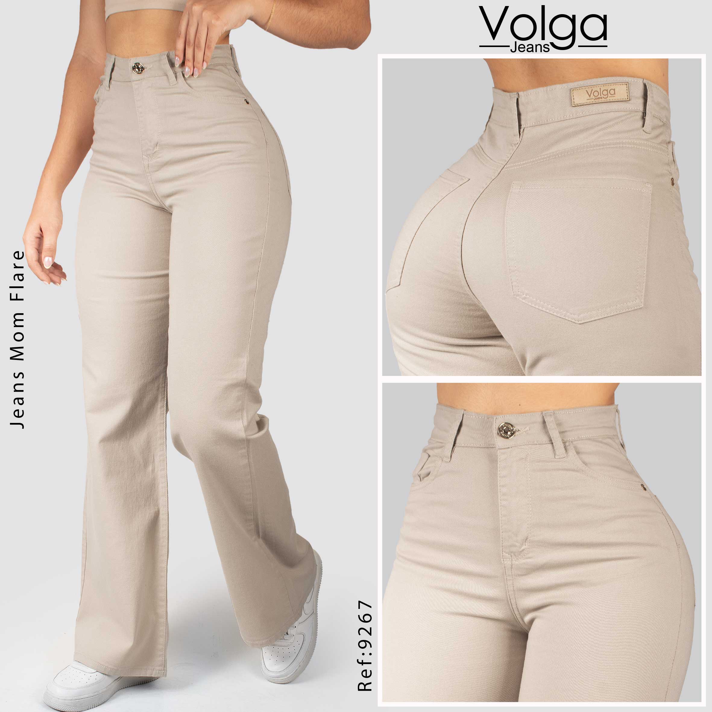 PANTALON DRILL MUJER MOM FLARE TIRO ALTO 9267