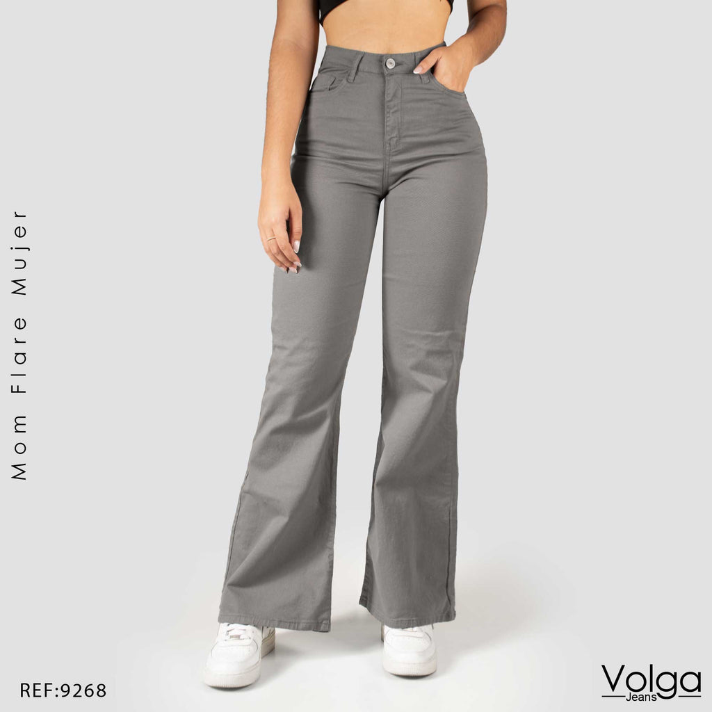 PANTALON DRILL MUJER BOTA ANCHA TIRO ALTO 9268