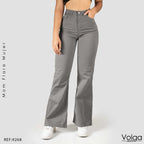 PANTALON DRILL MUJER BOTA ANCHA TIRO ALTO 9268