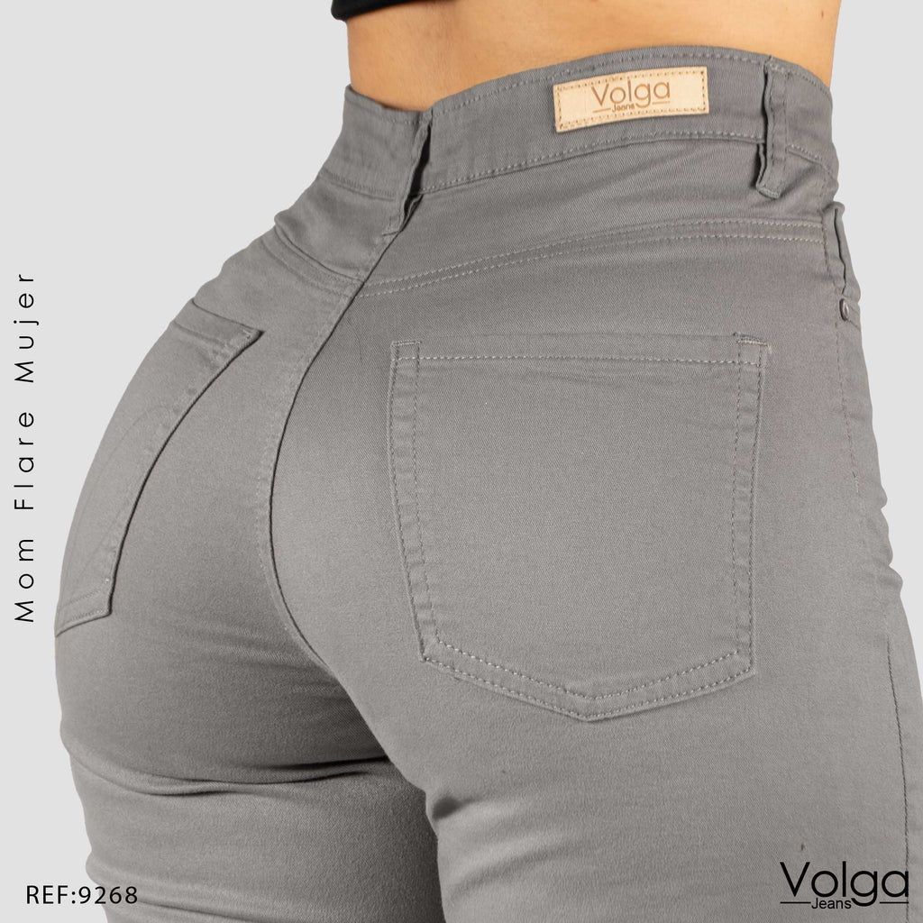 PANTALON DRILL MUJER BOTA ANCHA TIRO ALTO 9268