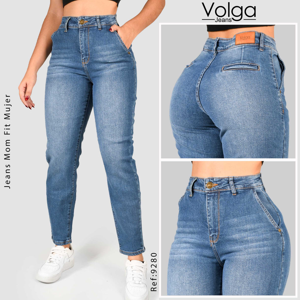 JEANS MUJER MOM FIT TIRO ALTO 9280