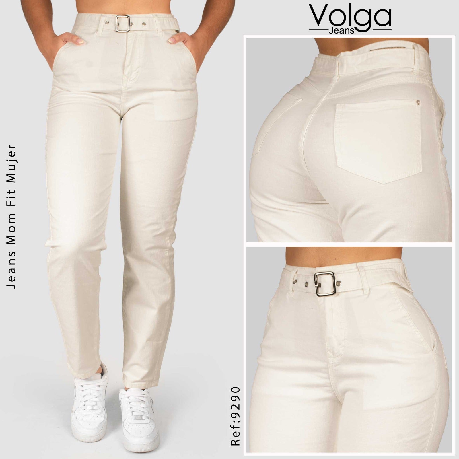 PANTALON DRILL MUJER MOM FIT TIRO ALTO 9290